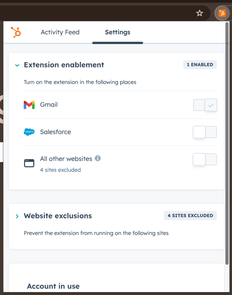 Sales hub extension