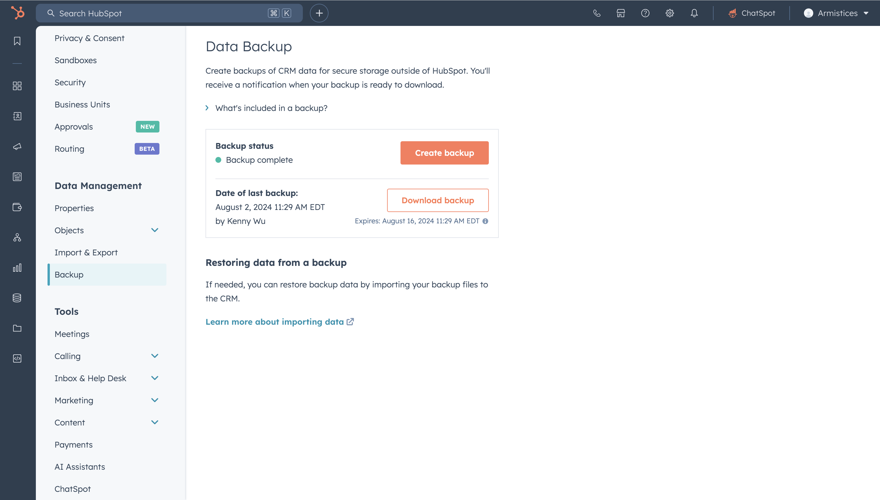 CRM Data back up Image