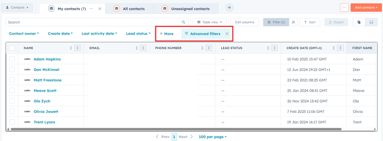 HubSpot View Filters