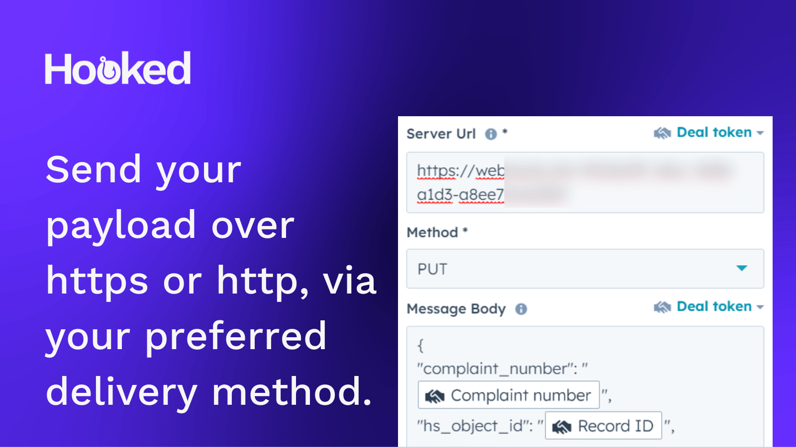 send your payload over https or http, via your preferred delivery method